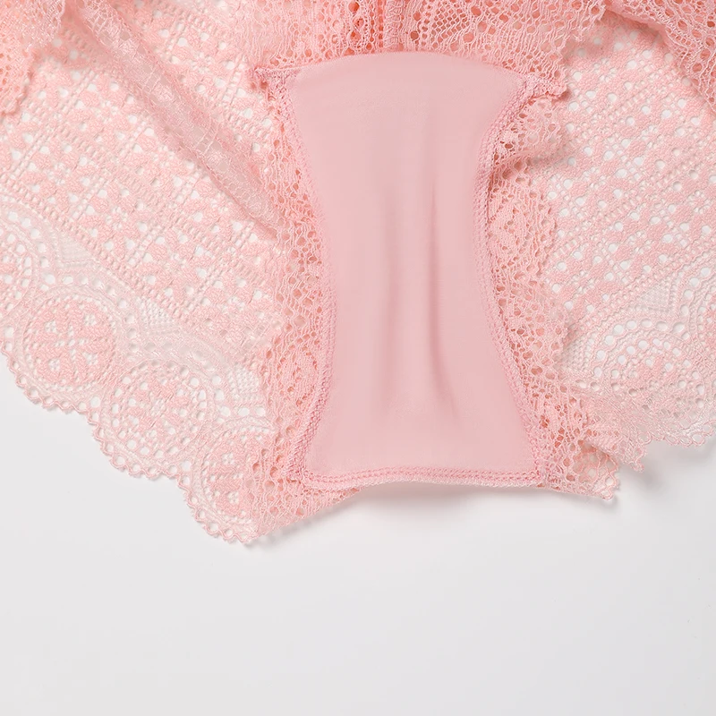 High Quality Breathable Cotton Underpants Women's Cute Pink Panty Lace