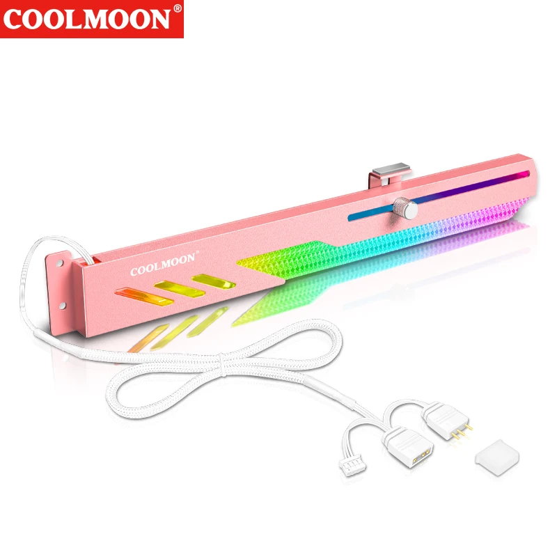 Coolmoon Support de carte graphique Changeable Installation simple 28cm  Grand / petit 4pin Rgb Led Gpu Holder pour ordinateur