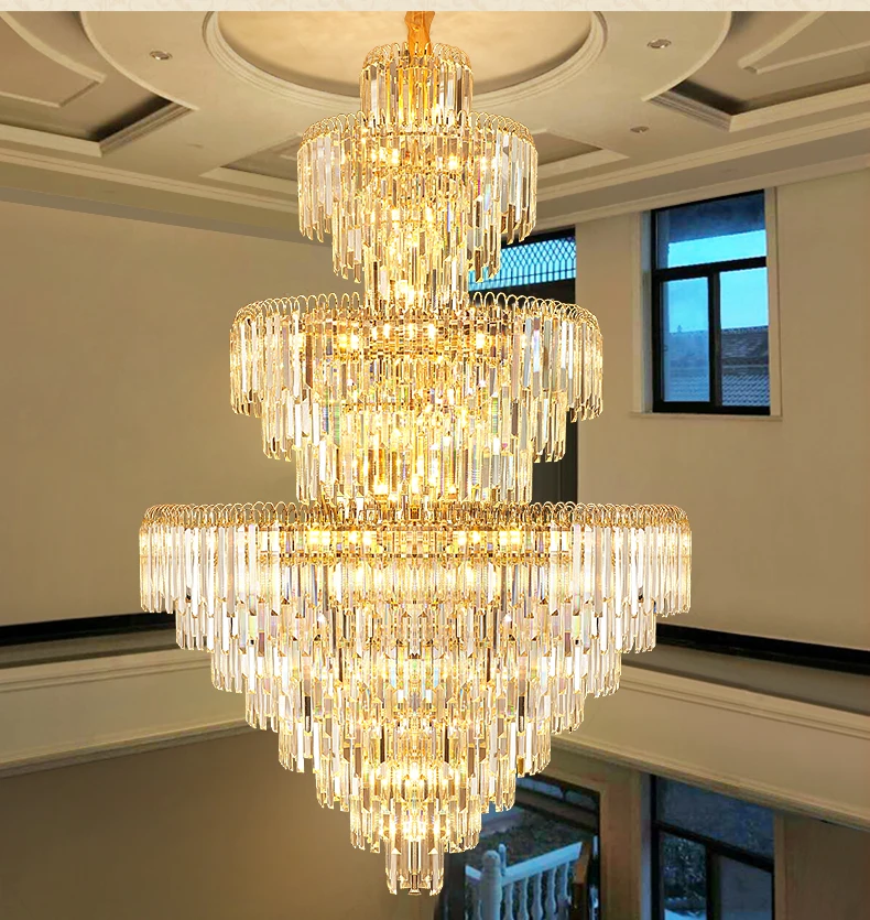 MEEROSEE Modern Iron Crystal Circle Lamp Art Pendant Light Fixture Hotel Restaurant Decoration Large Led Chandelier MD92974