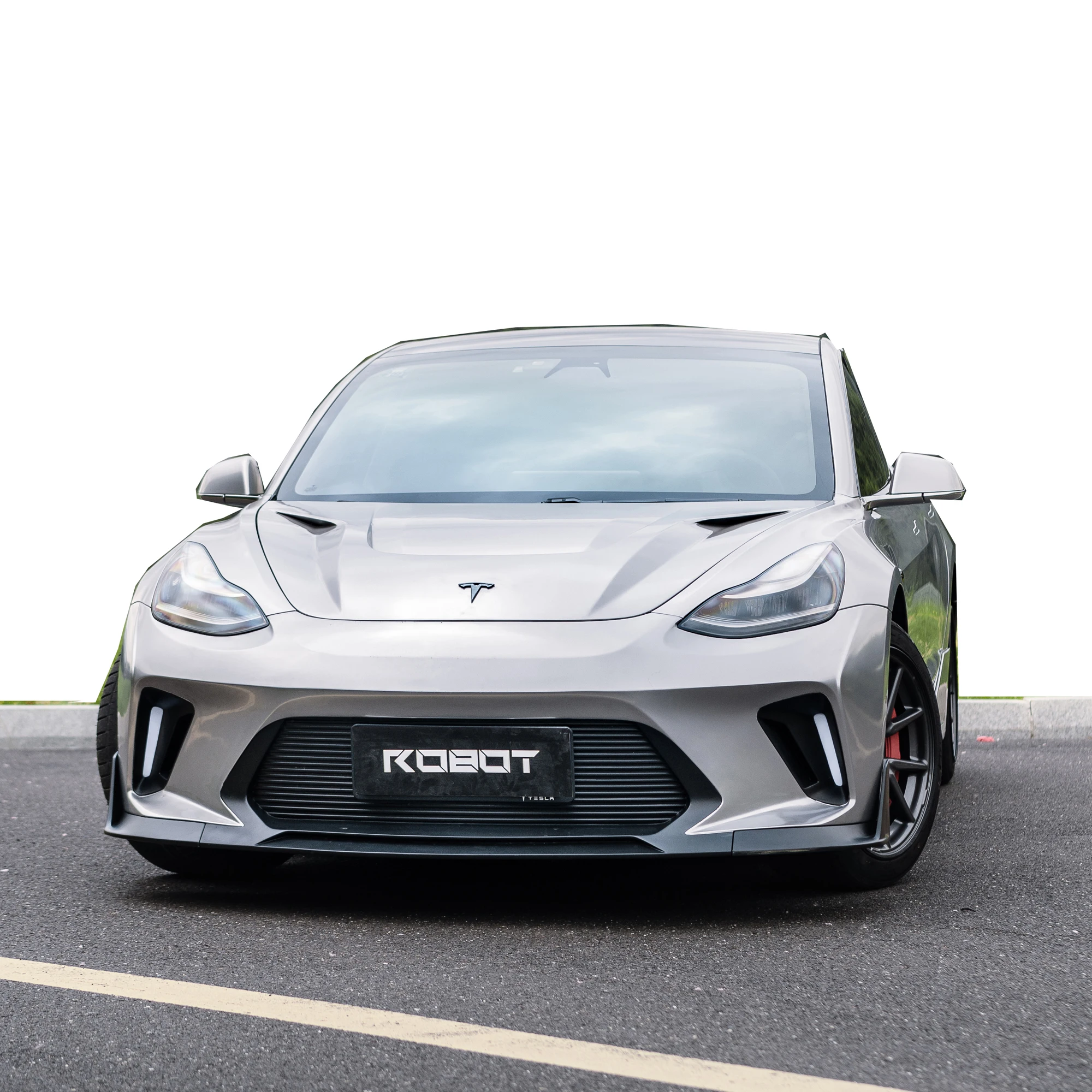 Robot Design Bodykit for Tesla Model 3 Hacker Style Front Bumper Rear Bumper Side Skirts and Hood for Tesla Model 3 Body Kit