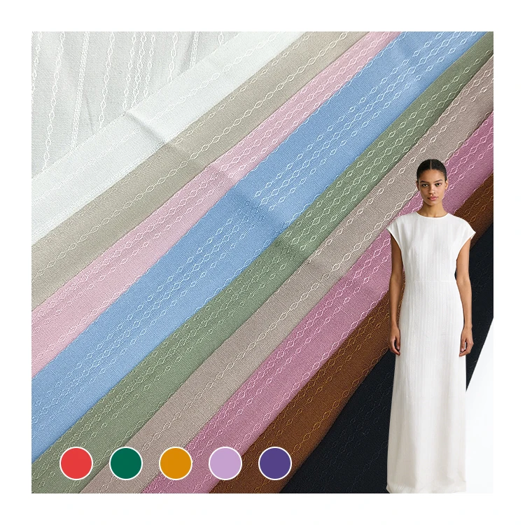 Soft Hand Feel Knit Material Jacquard Shirting Fabric, Solid 100 Rayon Jacquard Fabric for Sale/