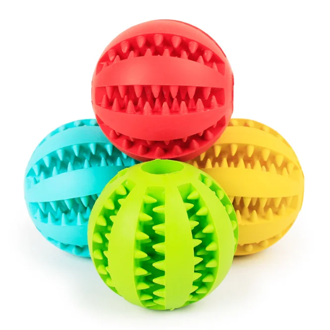 New NonToxic Interactive Dog Balls Toy Food Dispenser Pet Rubber Chew