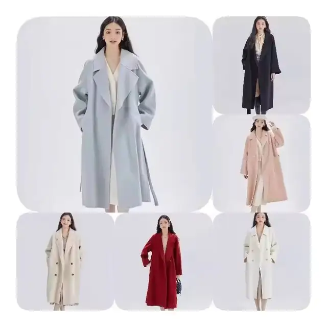 Winter Double Sided Long Trench Cashmere Coat Real Wool Coats Women