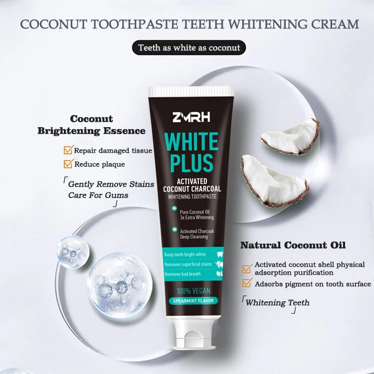 Зубная паста OEM натуральный крем для веганов зубная с активированным кокосовым углем отбеливания