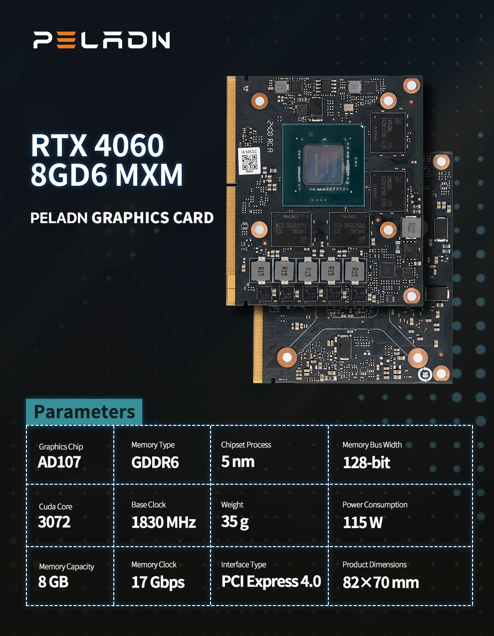Peladn Geforce RTX 4060 8GB GPU Video Card for Laptops