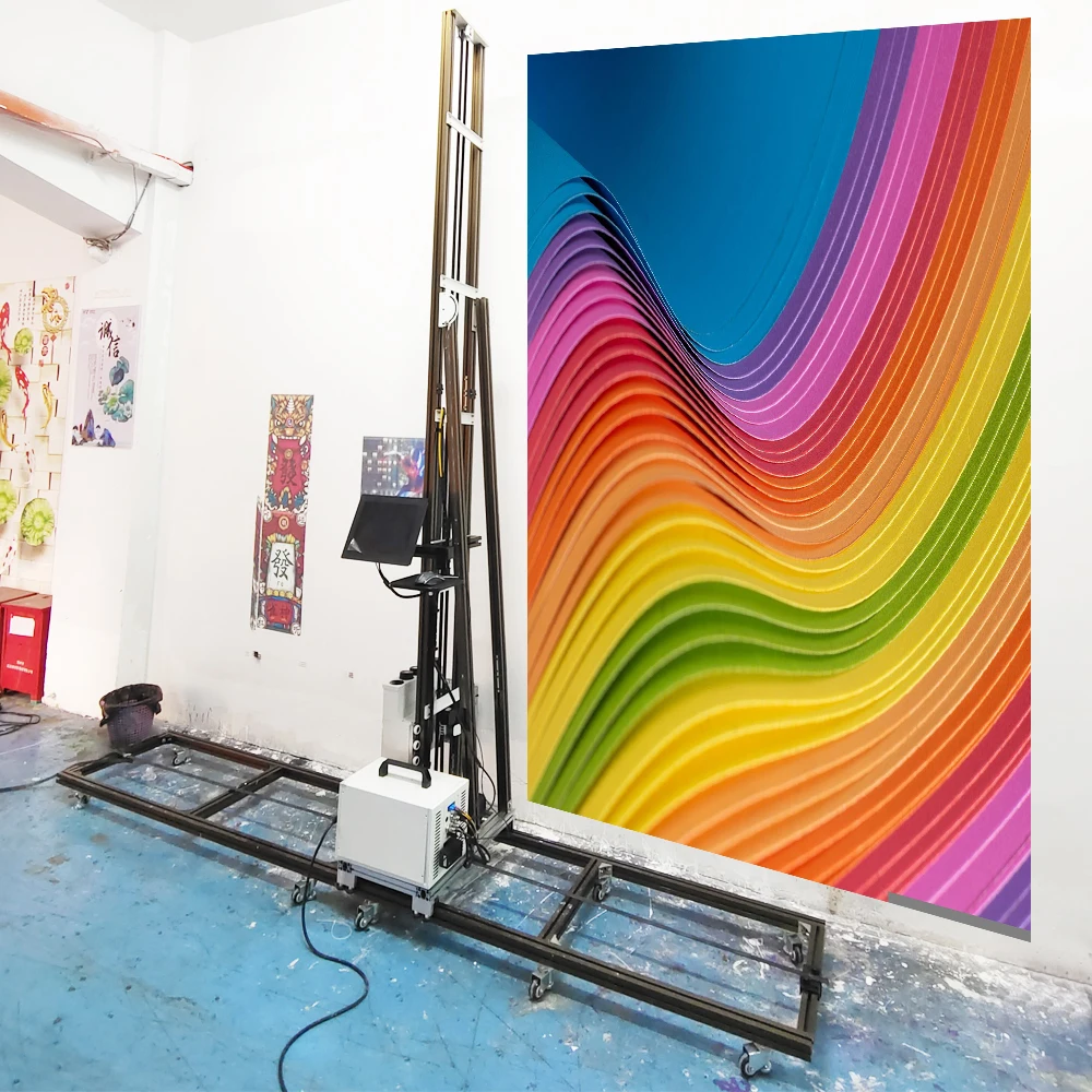 Large Format 3.5M Height UV CMYKW Wall Printer Double Print Head Wallpen 3D 5D Wall Printing Machine