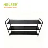 Black three-tier shoe rack with fabric mesh (108*29*51cm)