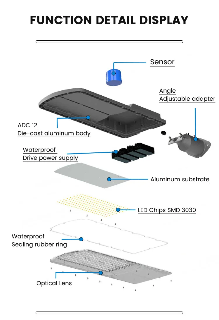 Design Outdoor Lighting Waterproof IP66 StreetLight Die Casting Aluminum 50w 100w 150w 200w Smd AC Led Street Light