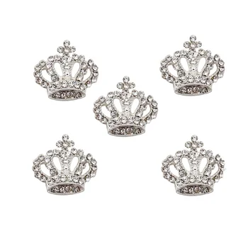 Crystal Metal Crown Shape Rhinestone Buttons for Kids Girl Rhinestone Embellishment Flat Back Button
