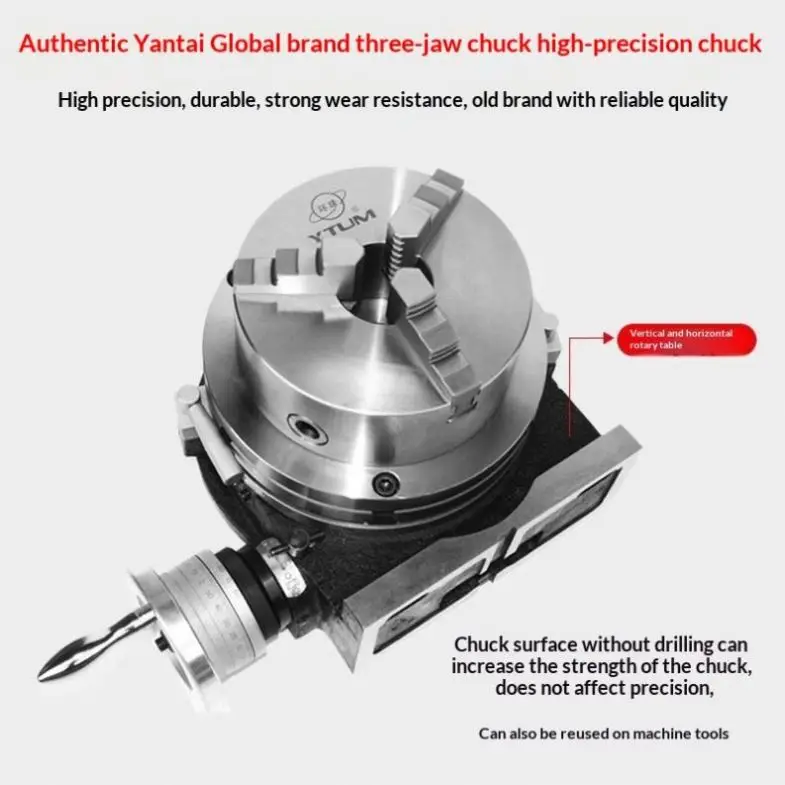 TEBAK Original 100 200MM 4 Inch Axis Rotary Indexing Table for Milling Machine Condition Includes Chuck Rotary Indexing Table