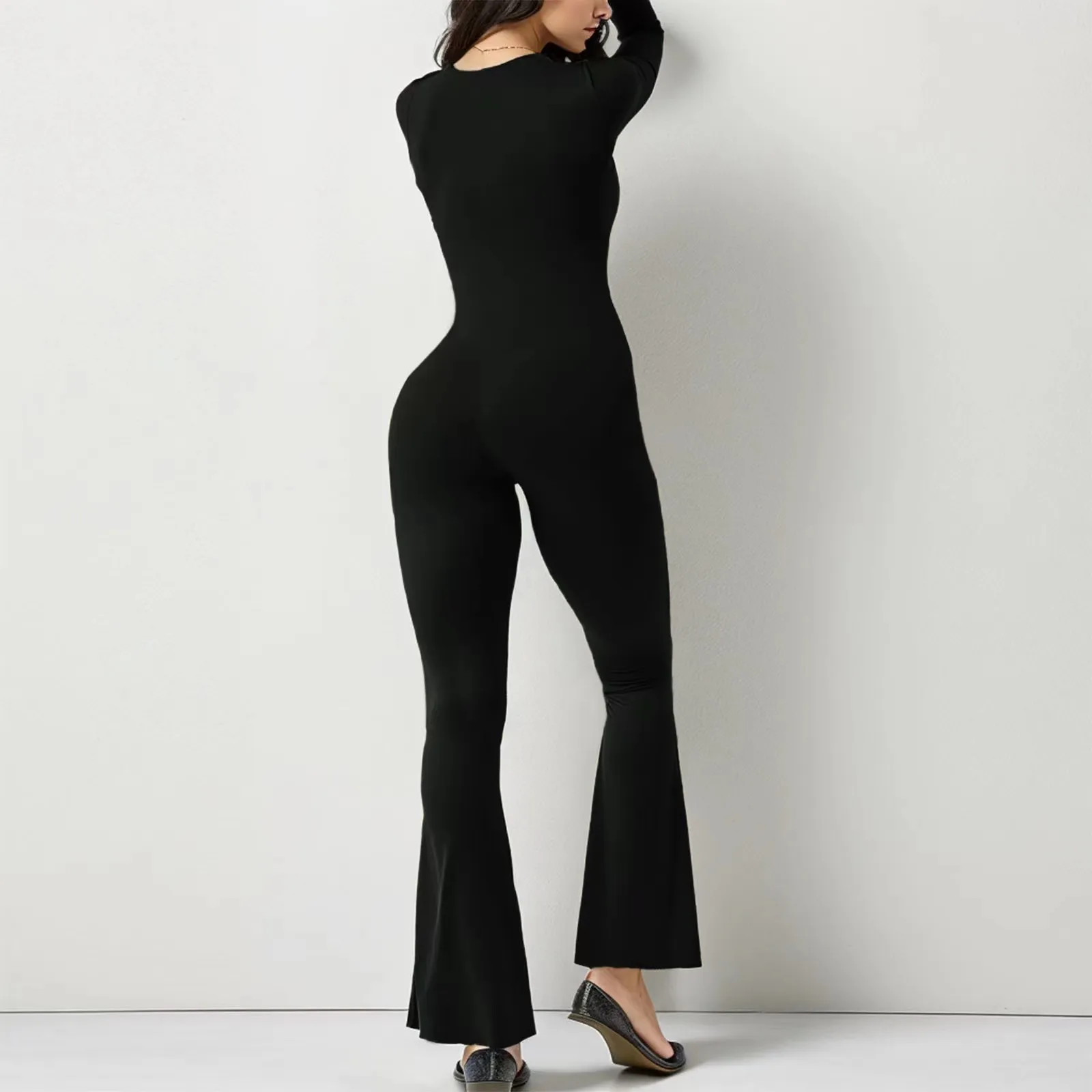 Custom 2023 Women's Long Sleeve Belly Tuck Waist Lift Hip Square Collar ...