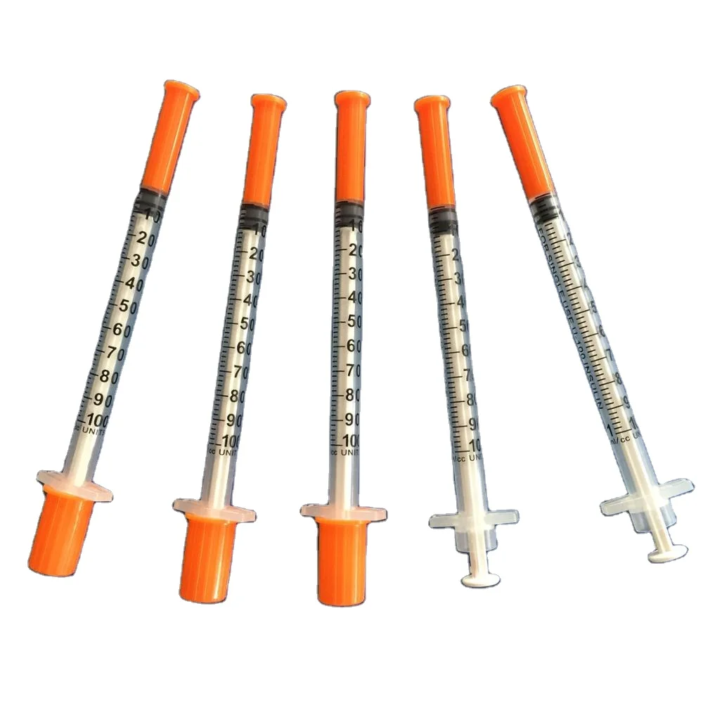 Medical Supplies Orange Insulin Syringes For Single Use U100 U40