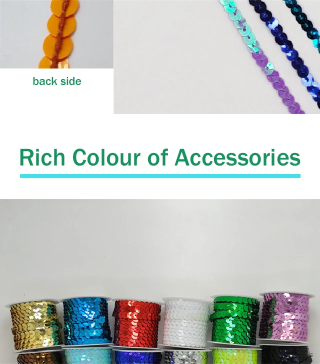 Wholesale Cheap Price Round 6mm Sewing Sequin Trim Rolls For Garment