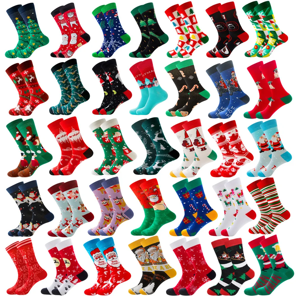 Men Women Fun Festive Holiday Socks Cute Santa Claus Patterned Socks