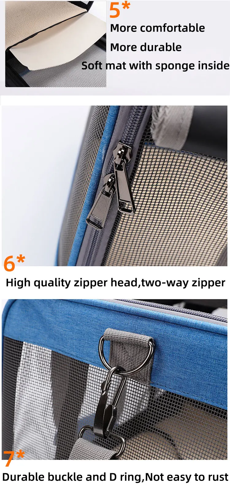 Airline Approved Folding Outdoor Portable Removable Collapsible Steel Frame Travel Cat Dog Carrier Crate Kennel Animal Cage