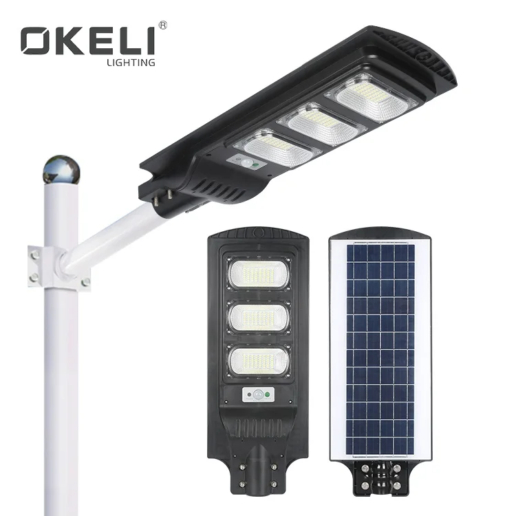 OKELI China Outdoor IP66 Waterproof 30w 60w 90w Integrated All In One Led Solar Street Light Price List