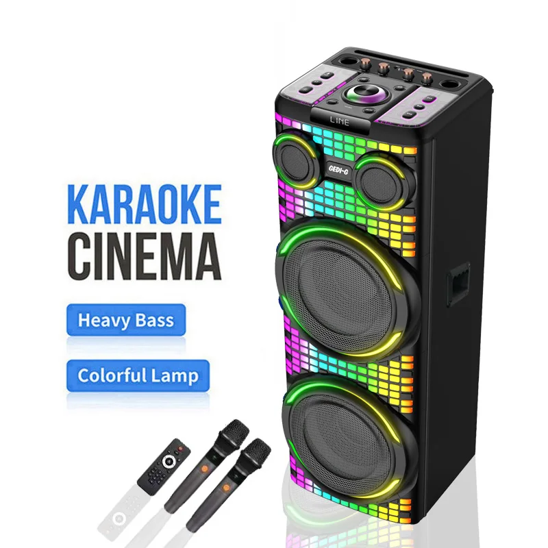 GD-2139デュアル12インチサブウーファーボックス増幅LEDカラフル点滅