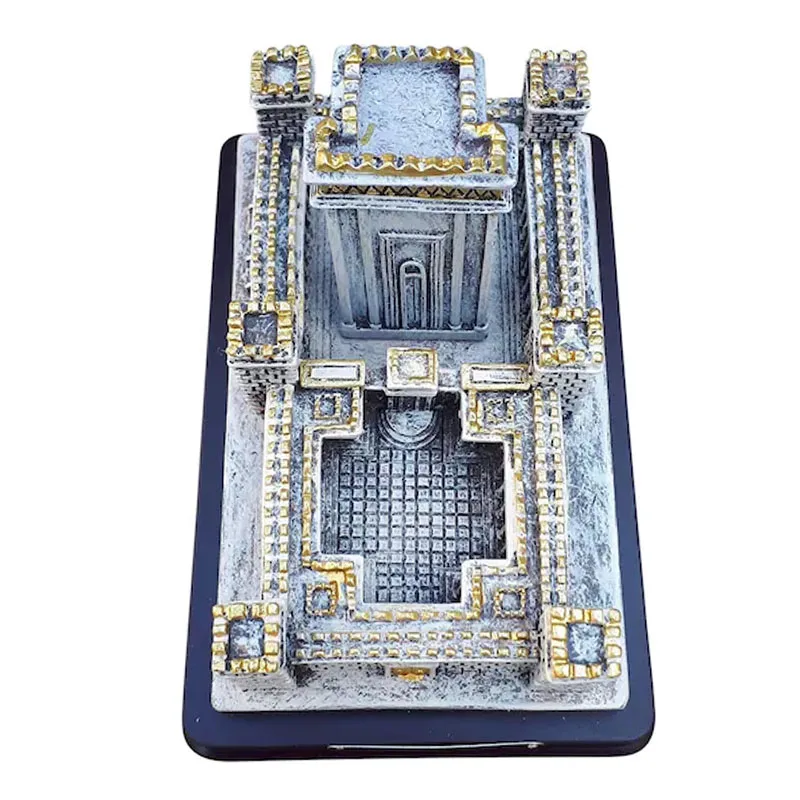 product wholesale custom vintage structure judaica gift polyresin engrave silver color coated jerusalem resin holy second temple model-6