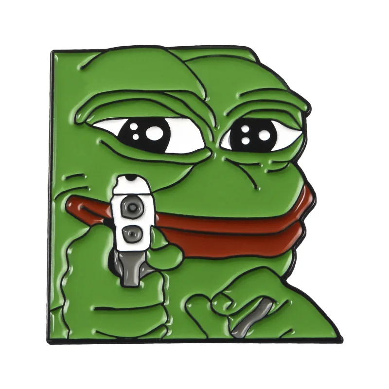 The New Hot Cartoon Animal Pins Wholesale Sad Frog Clothes Decorate Custom  11 Styles Funny Metal Pepe Brooches Enamel Pin Frog