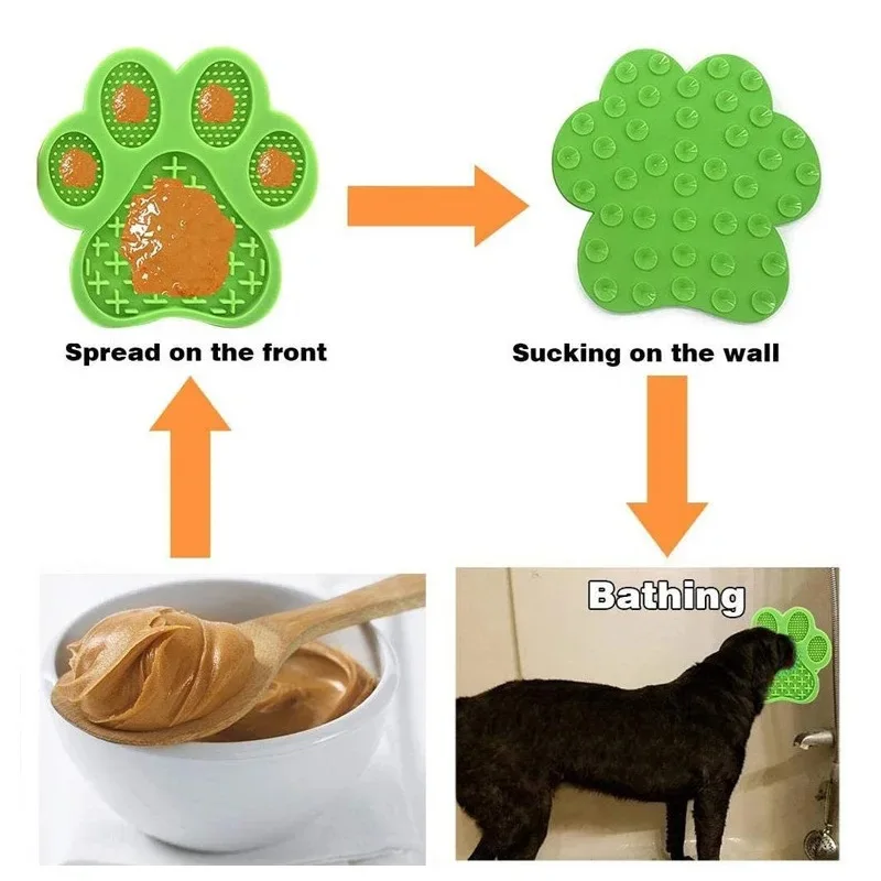 Dog Paw Silicone Pet Licking Pad, Pet Slow Eating Tray, Dog Bath Distraction Silicone Dog Suction Cup Food Holder, Training supplier