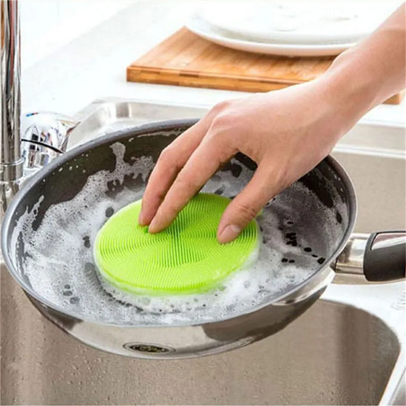 Hot Sale Silicone  Cleaning Brushes Dish Bowl Scouring Pad Pot Pan Easy to clean Wash Brushes Cleaning Brushes KitchenR0759