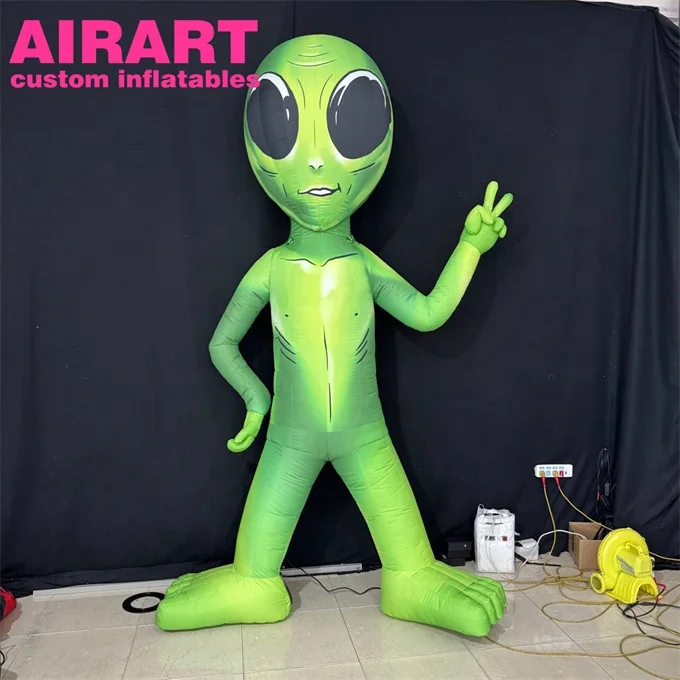 Green Inflatable alien Cartoon Characters for Space-themed Activities
