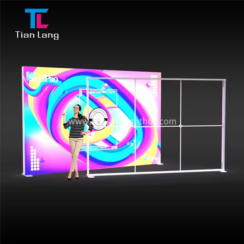 TianLang Cu Două Fețe Timp de Fabricare Publicitar Portabil Stând Liber Cadru Fără Cadru Slab Iluminat Led Cutie Luminiscentă