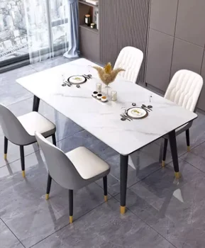 Good quality rectangular dining table metal leg beauty high quality dining table combination dining room furniture