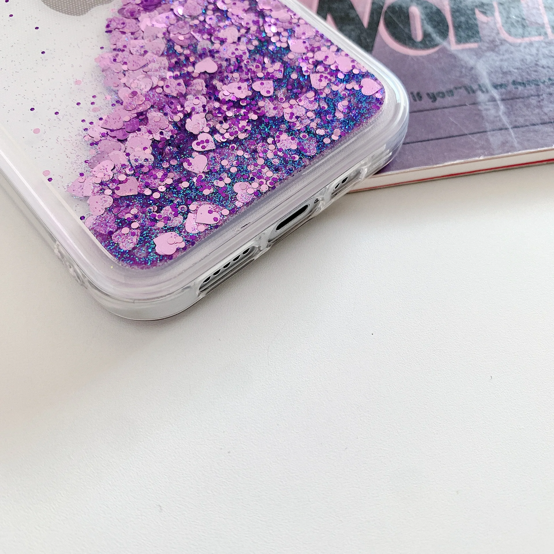 Custom Interior Painting Glitter Liquid Quicksand Tpu Pc Phone Case For