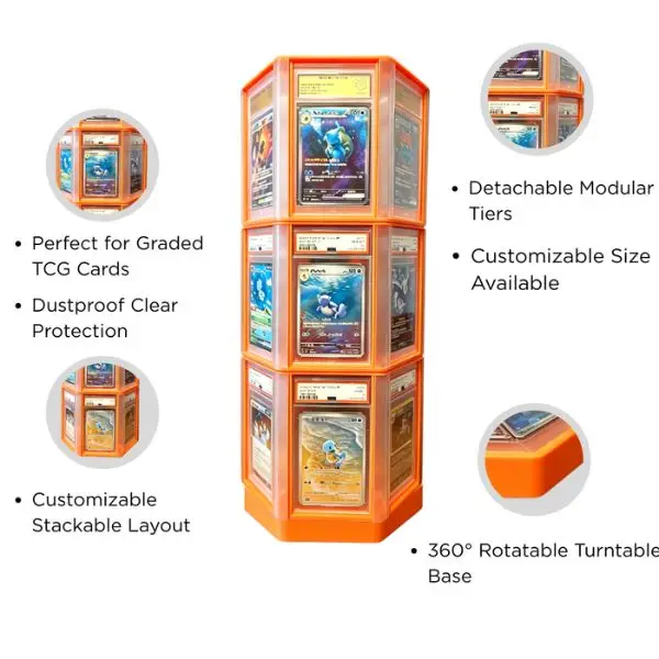 Anti-UV graded card display case with LED lighting