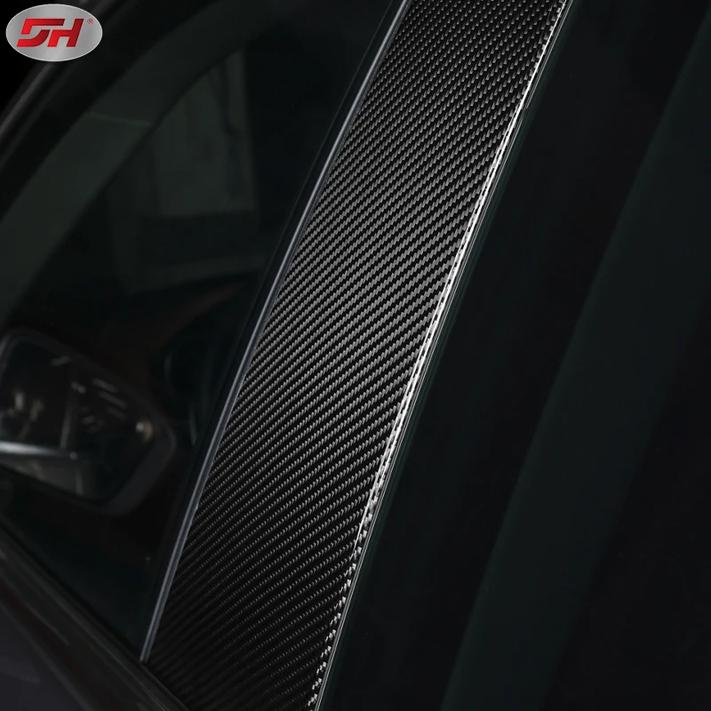 2pcs car carbon fiber B-pillar trim cover decoration middle column window for Maserati Levante 2016-up
