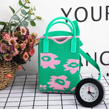 Customized Sweet Girl Wool Knitted Flower Crossbody Shoulder Bag 2025 Valentine Gifts Factory Student Cute Mobile Phone Pouch