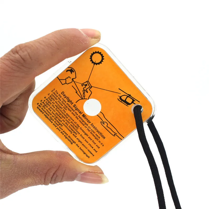 Survival Emergency Rescue SOS Kit Reflective Signal Mirror with Whistle for Outdoor Camping Hiking