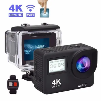 4K Ultra HD Dual LCD Screen WiFi 20MP Action Camera 170D 30m Go Waterproof Pro Sport DV Helmet Video Camera With Remote Control