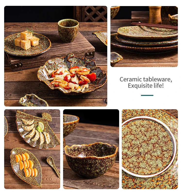 Luxury Vintage Stoneware Irregular Scalloped Dinner Set Speckle Ceramic