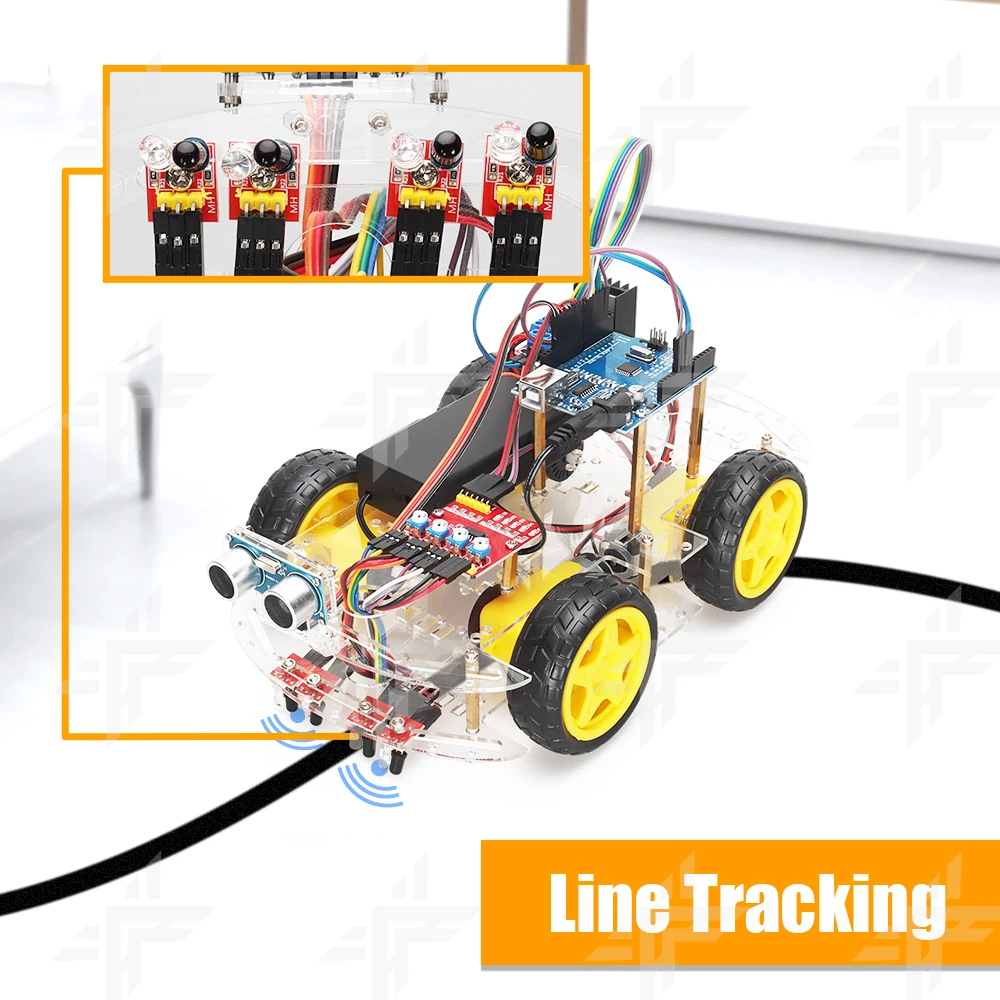 Ultrasonic Smart Robot Car Kit 4WD  Tracking Robotics Kit Education & Maker Kits Programmable