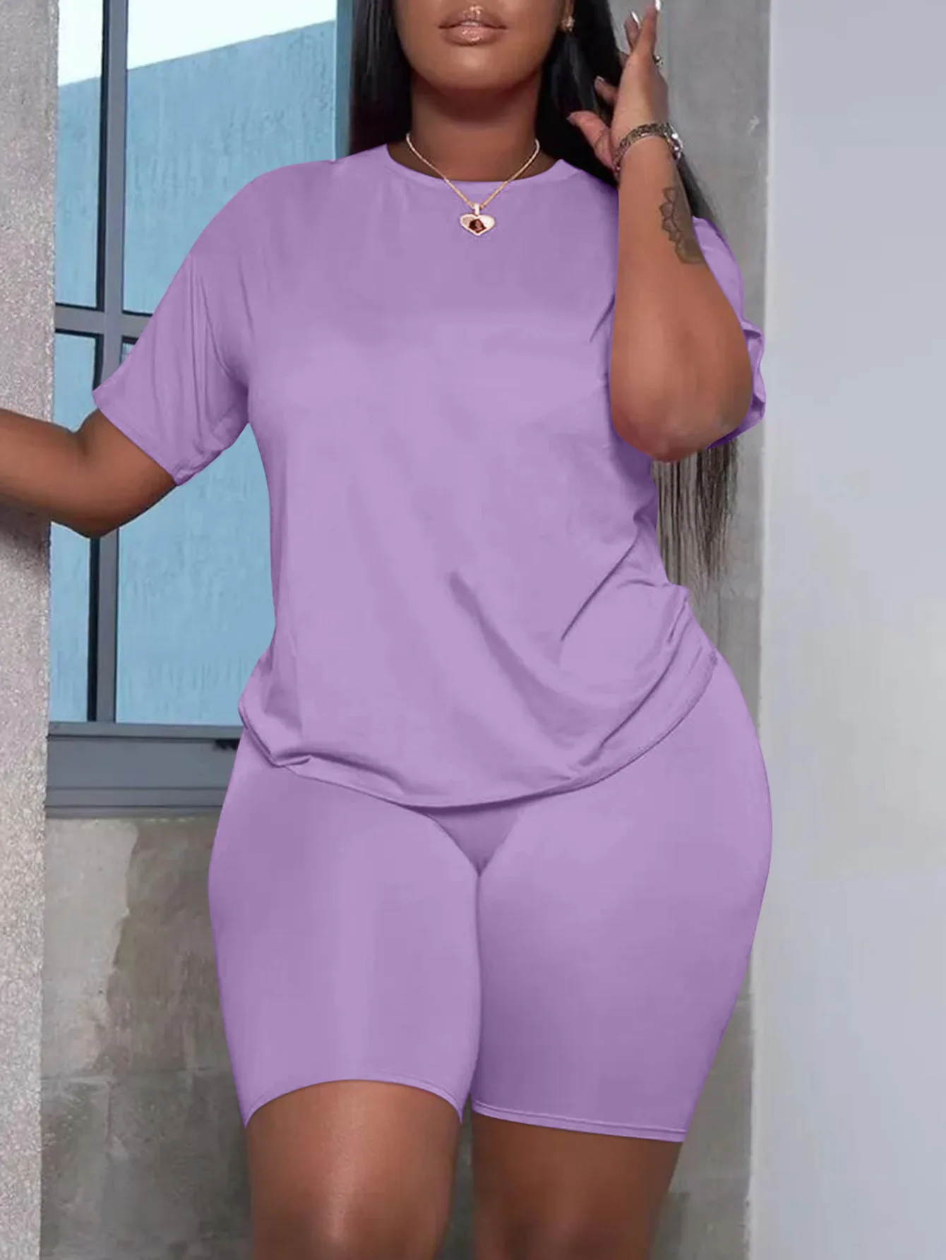Solid  Knit 2 Piece Outfits Summer Sweatsuits Short thumbnail