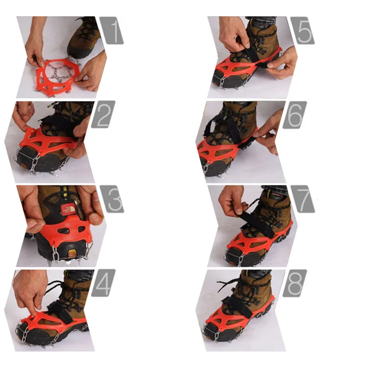 
 Лед Тяговых Бутсы кошки снег шипы ручки с 13 зубы марганцевой стали для сапог  