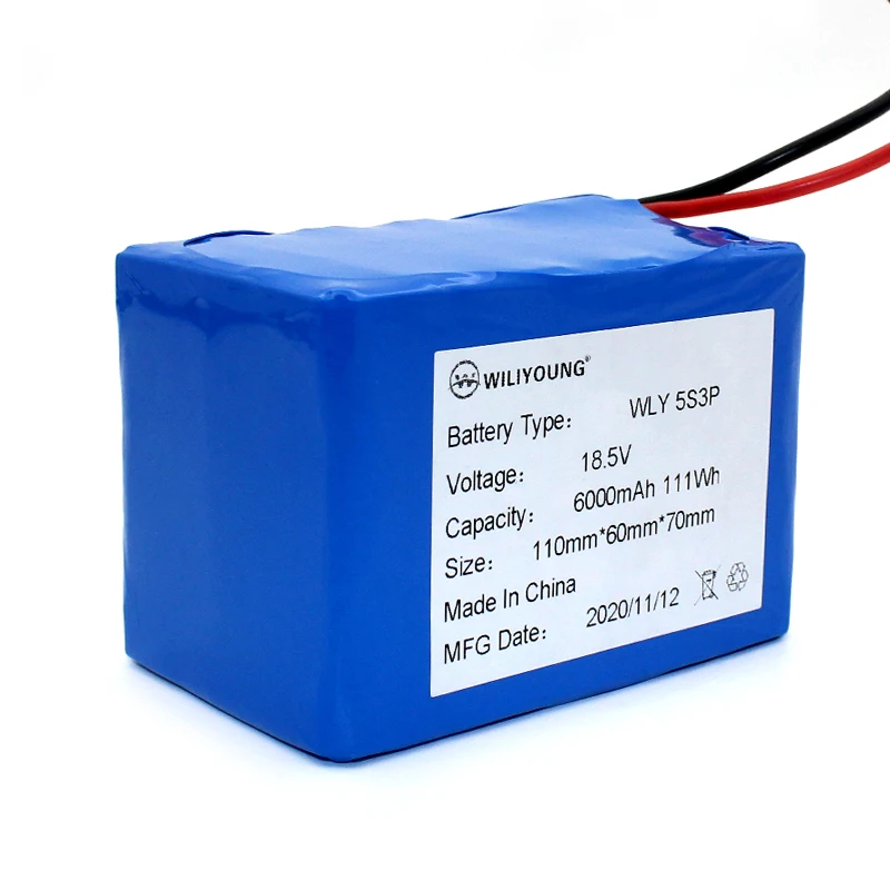 Custom 5S3P Li-ion 6Ah 18650 Battery Pack with BMS 18.5V 19V 6000mAh for Electric Bicycles/Scooters
