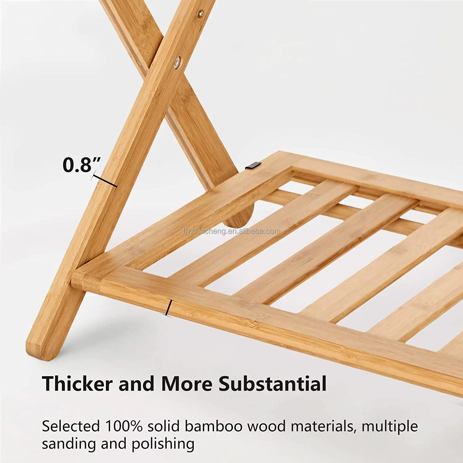 product fully assembled luggage rack for guest room bamboo suitcase stand with storage shelf folding luggage stand for hotel luggage-3