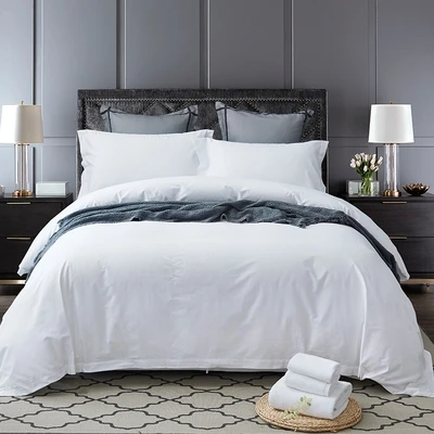 Premium 100% Cotton Royal Hotel White Bedding Set Luxury Bed Sheet with Pillow Cover