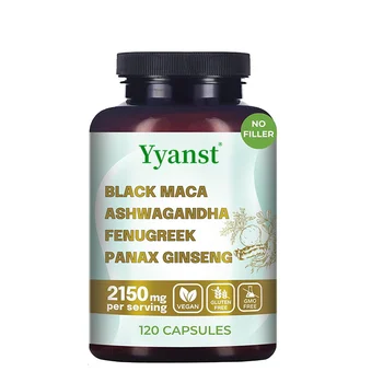 Private Label 800 Mg Organic Black Maca & 600 Mg Ashwagandha Powder Capsules Boost immunity Relieve stress Providing Energy