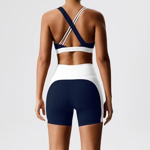 2 Piece Workout Elastic Fitness Gym Clothing Sets for Women Moisture Wicking Gym Fitness Sets Soft Activewear Striped Yoga Sets