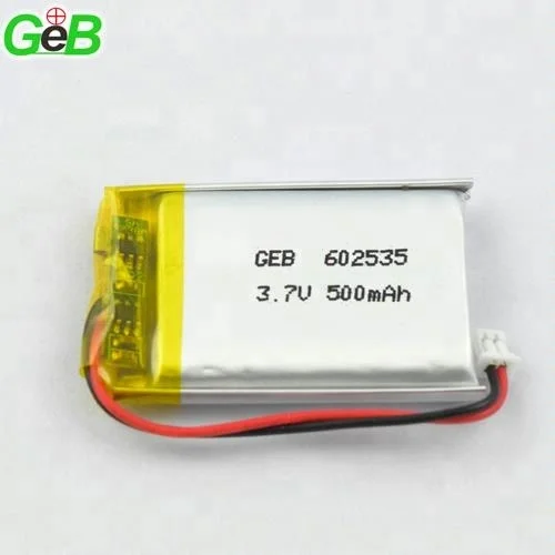 Geb Lipo 500mah 602535 3.7v Lithium Polymer Battery 400mah Flat Li-ion ...