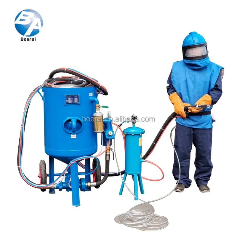 Boat Sand Blasting Equipment with air Filter Sandblast Helmet Open Type Manual and Portable Sandblaster