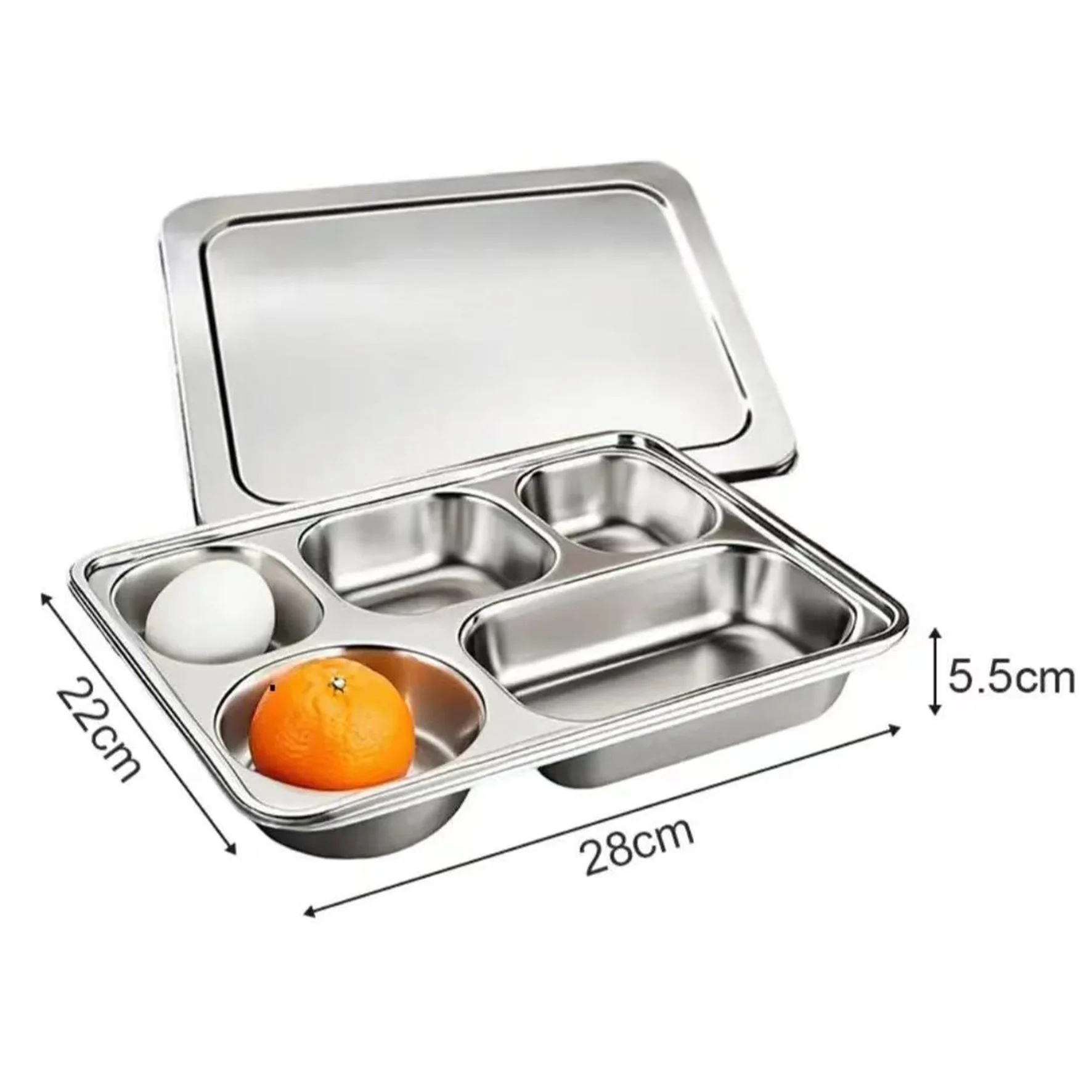 YITIAN Stainless Steel Compartment 5 Sections Mess Food Tray Sus 304 Lunch Plate Food Plate Kids Dinner Plate Dinnerware Dishes