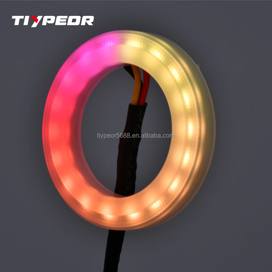 product tiypeor led angel eyes 50mm rgb bluetooth control light circle with cover ring light for bmw logo backlight logo led for yamaha-8