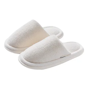 Couple' Soft-Soled Indoor for Slippers for Autumn and Winter Non-Slip Cotton with Plush Upper Material and PVC Lining