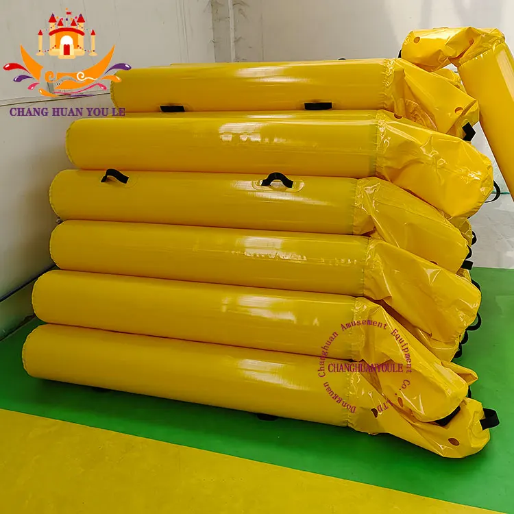 Yellow Red Color Custom Logo Swim Life Buoy Open Water Inflatable Long Cylindrical Swimming Floating Buoy
