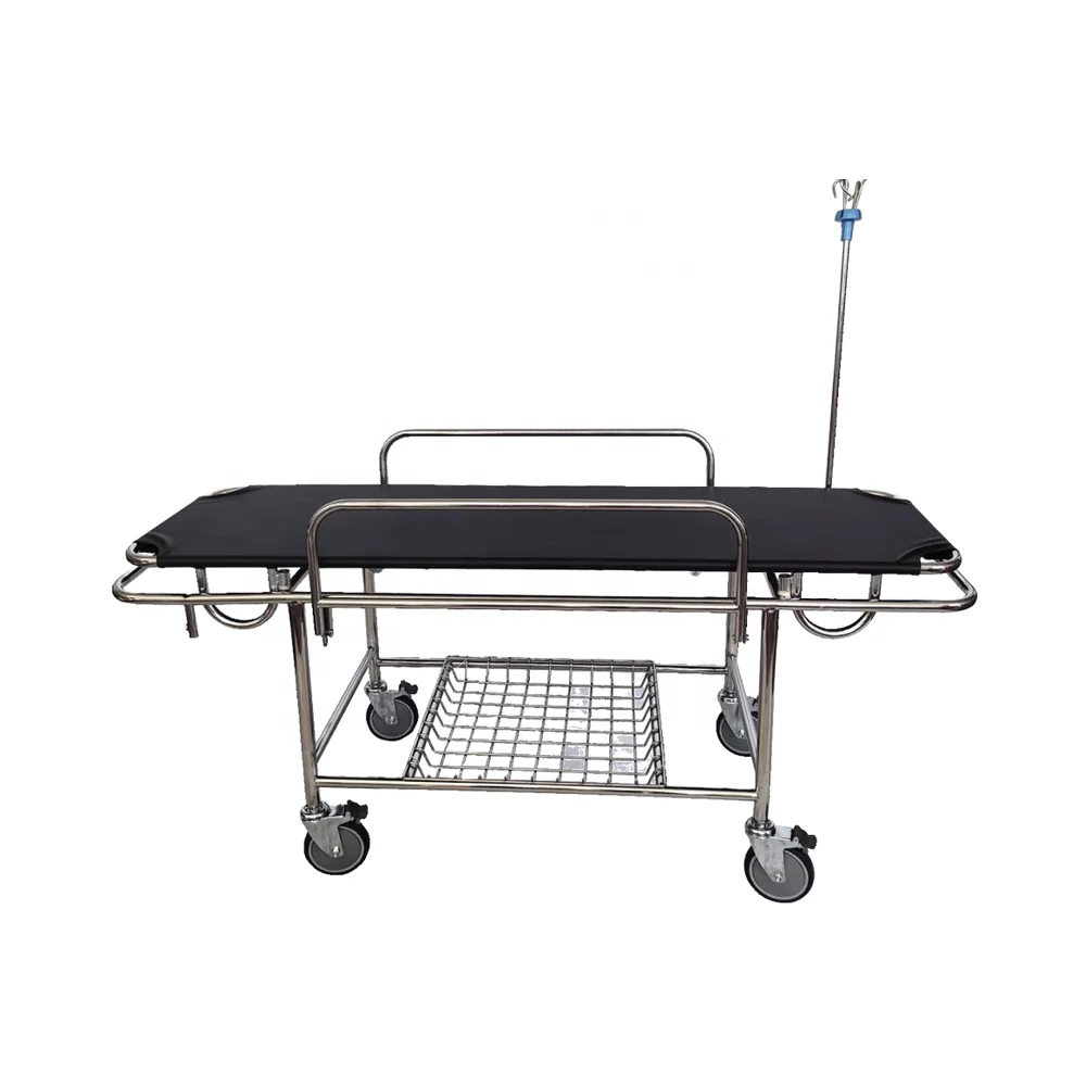 Narrow Profile Cold-Rolled Steel Aluminum Stretcher Bed 4 Omni-Wheels Foldable Adjustable Durable Multi-Function Medical School 6